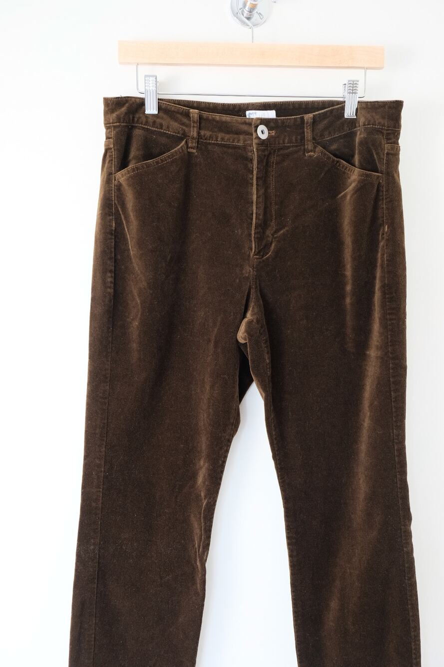 J.Jill Velvet Pants Size 10 Dark Brown Straight Leg Fall Academia Quiet Luxury